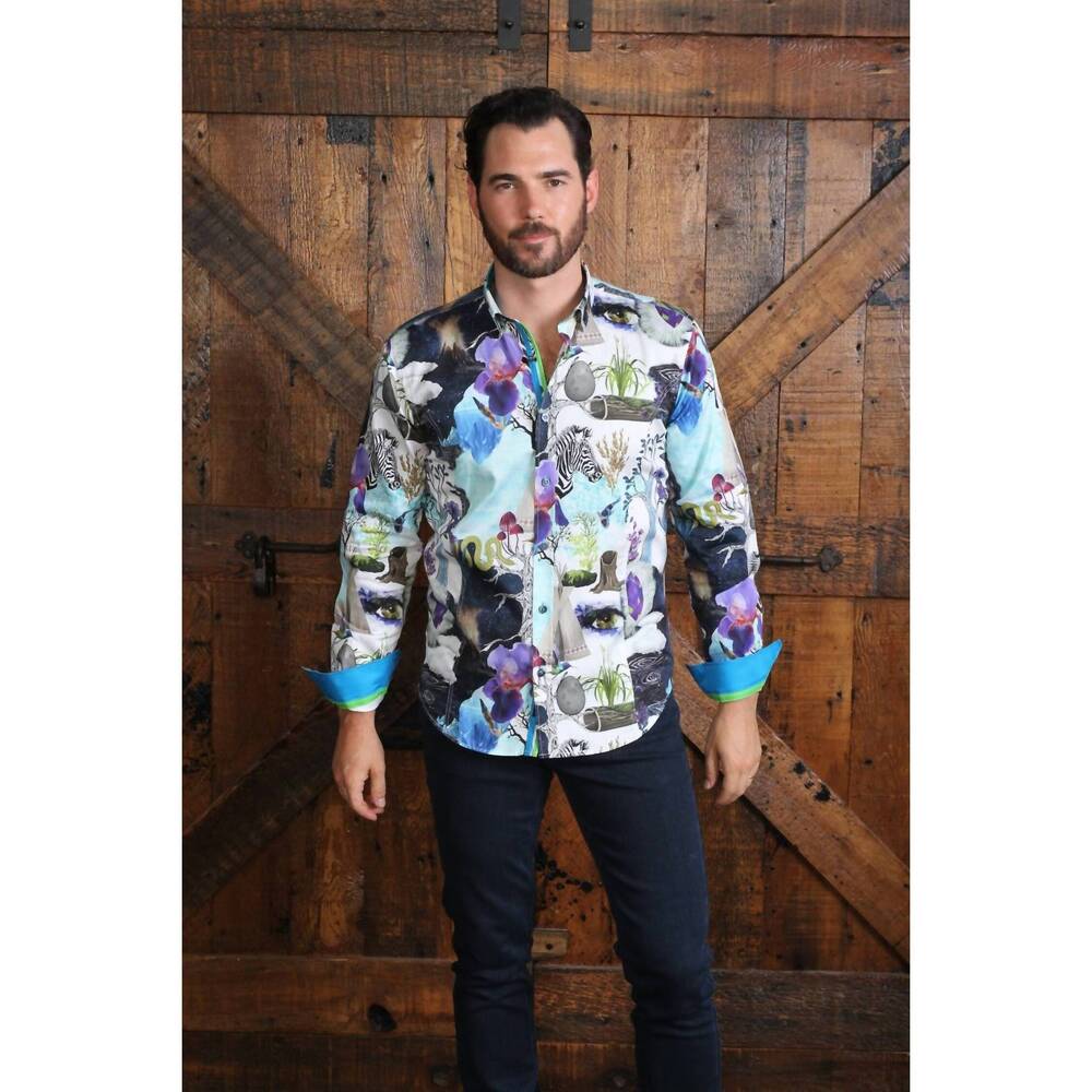NEW EIGHT X natural mystic button down print shirt in multi